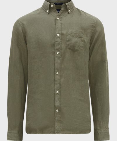 Gant Shirts REG UT GMNT DYED LINEN SHIRT 3230102 Green